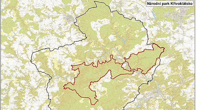 Orientační návrh vymezení Národního parku Křivoklátsko. (31. ledna 2022)
