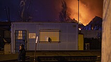 Požár skladovacích hal v Mladé Boleslavi (29. ledna 2022)