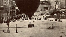 Píprava balonu ke startu z obleené Paíe za války 1870/71