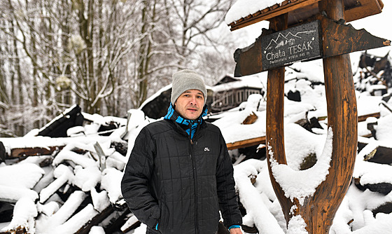 Majitel vyhoelé chaty Tesák Miroslav Nakládal (únor 2022)