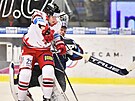 48. kolo hokejové extraligy: HC koda Plze - HC Olomouc. Zleva Jakub Navrátil...