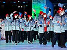 Sportovci z Ruska procházejí bhem zahajovacího ceremoniálu. (4. února 2022)