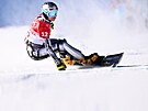 Ester Ledecká bhem finále paralelního obího slalomu na olympijských hrách v...