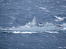 Rusk fregata Kasatonov tdy Gorkov u norskho pobe (25. ledna 2022)