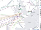 Mapa podmoskch kabel u Evropy