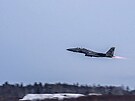 Letoun F-15E americkch vzdunch sil na zkladn v estonskm Amari