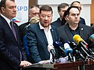 Poslanecký klub SPD na tiskové konferenci k pandemickému zákonu (1. února 2022)