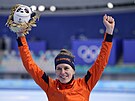 Nizozemská rychlobruslaka Ireen Wüstová slaví zlato na trati 1500 metr na...