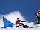 Ester Ledecká bhem kvalifikace paralelního obího slalomu na olympijských...
