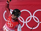 Matthias Mayer z Rakouska bhem super-G na olympijských hrách v Pekingu. (8....