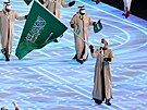 Fayik Abdi, první Saúd na zimní olympiád bhem slavnostního zahájení v Pekingu.