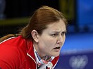 Zuzana Paulová v duelu soute smíených dvojic v curlingu proti Itálii na...