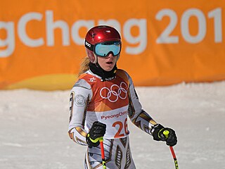 Ester Ledecká a její údiv v cíli po superobřím slalomu na olympijských hrách v...