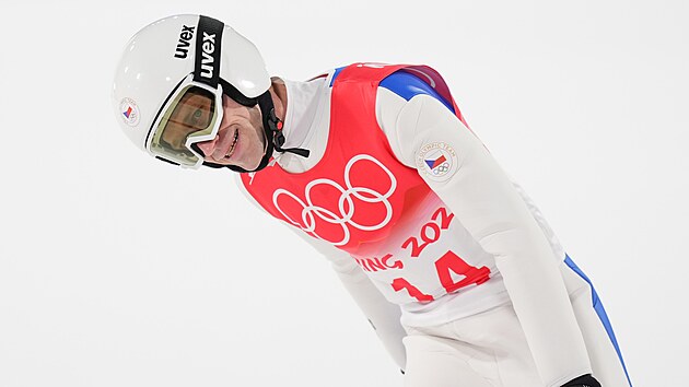 Skokan Roman Koudelka bhem olympijskho finle v Pekingu 2022. (6. nora 2022)