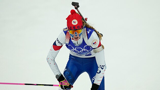 Biatlonistka Tereza Voborn�kov� na ZOH v Pekingu 2022. (7. �nora 2022)