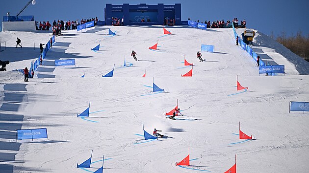 Ester Ledeck bhem finle paralelnho obho slalomu na olympijskch hrch v Pekingu. (8. nora 2022)