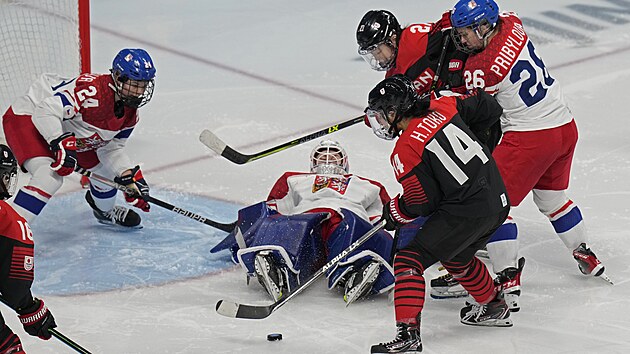 esk hokejistky hraj svj posledn zpas v zkladn skupin B na olympijskm turnaji v Pekingu 2022 proti Japonkm. (8. nora 2022)