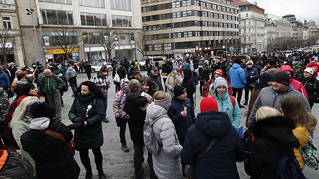 Demonstrace na Vclavskm nmst proti pandemickmu zkonu (5. nora 2022)