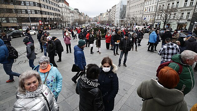 Demonstrace na Vclavskm nmst proti pandemickmu zkonu (5. nora 2022)