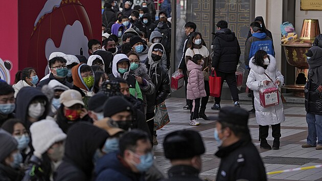 V n doly olympijsk pandy. Na pandu Bing Dwen Dwen, maskota zimnch olympijskch her v Pekingu, se ekaly dlouh fronty. (7. nora 2022)