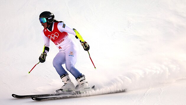 vdka Sara Hectorov bhem prvnho kola obho slalomu v Pekingu.