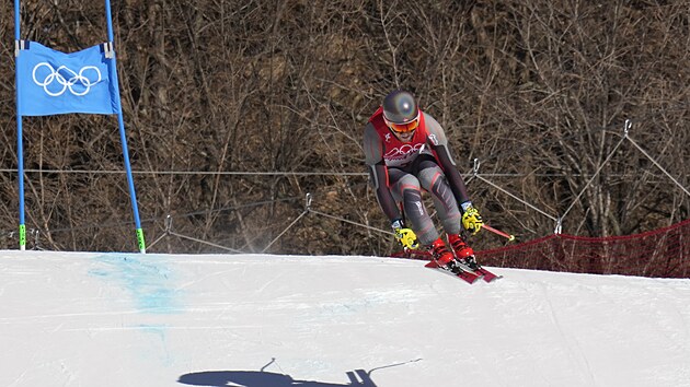 Aleksander Aamodt Kilde z Norska bhem super-G na olympijskch hrch v Pekingu.