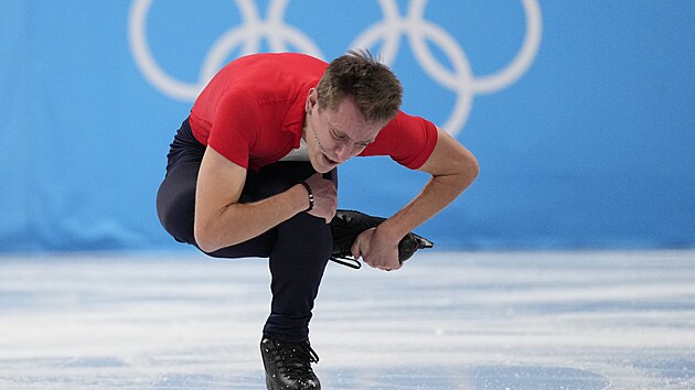 Michal Bezina bhem krtkho programu na olympijskch hrch v Pekingu.