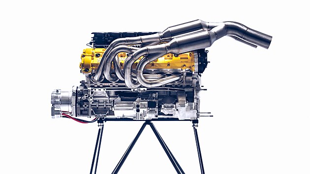 Vysokootkov atmosfrick motor V12 4,0 l od firmy Cosworth disponuje vkonem 452 kW (615 k) a lze ho vytet a do 11 100 otek za minutu.