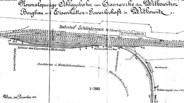 Stav kolejit stanice kkStB Svinov-Vtkovice v roce 1911 se zastnm vlen drhy Vtkovickho hornho a hutnho tstva. 
GPS: 49.8203839N, 18.2106244E