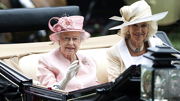 Krlovna Albta II. a vvodkyn z Cornwallu Camilla (Ascot, 18. ervna 2013)