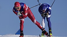Alexandr Bol�unov v cíli olympijského závodu v Pekingu 2022. (6. února 2022)