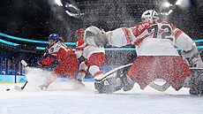 eské hokejistky na olympijských hrách v zápase proti Dánsku