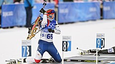 Biatlonistka Lucie Charvátová na ZOH v Pekingu 2022. (7. února 2022)
