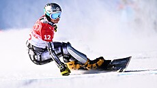 Ester Ledecká během finále paralelního obřího slalomu na olympijských hrách v...