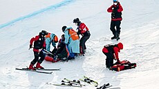 Vendula Hopjáková po pádu na ZOH v Pekingu 2022. (9. února 2022)