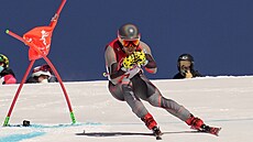 Aleksander Aamodt Kilde z Norska bhem super-G na olympijských hrách v Pekingu.
