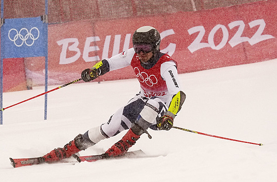 Kry�tof Krýzl v prvním kole ob�ího slalomu.