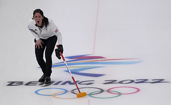 Britská curlerka Eve Muirheadová v olympijském semifinále.