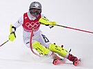 Ester Ledecká v kombina�ním slalomu na olympiád� v Pekingu.