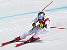 Ester Ledecká na trati olympijského super-G v Pekingu