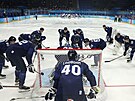 Fintí hokejisté ped startem olympijského semifinále