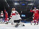 Olympijský turnaj mu v ledním hokeji. ech Jií Smejkal (13) skóruje proti...