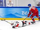 Olympijský turnaj mu v ledním hokeji. Na snímku Roman ervenka v akci. (11....