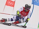 Krytof Krýzl v prvním kole obího slalomu na ZOH v Pekingu 2022. (13. února...