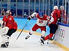 Olympijský turnaj mu v ledním hokeji. esko - výcarsko. ech Luká Sedlák v...