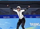 enský závod na 1000 metr. M. Takagiová (Jap.) v akci na ZOH v Pekingu 2022....
