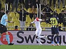 Ibrahim Traoré (Slavia) se raduje z gólu proti Fenerbahce.