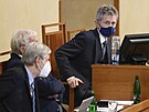 Pedseda Senátu Milo Vystril pi jednání Senátu o novele pandemického zákona