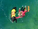 U Gardského jezera v Itálii je novofoundlandský pes Reef vdcem psího týmu...