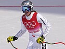 Ester Ledecká v cíli kombina�ního sjezdu na olympijských hrách v Pekingu.